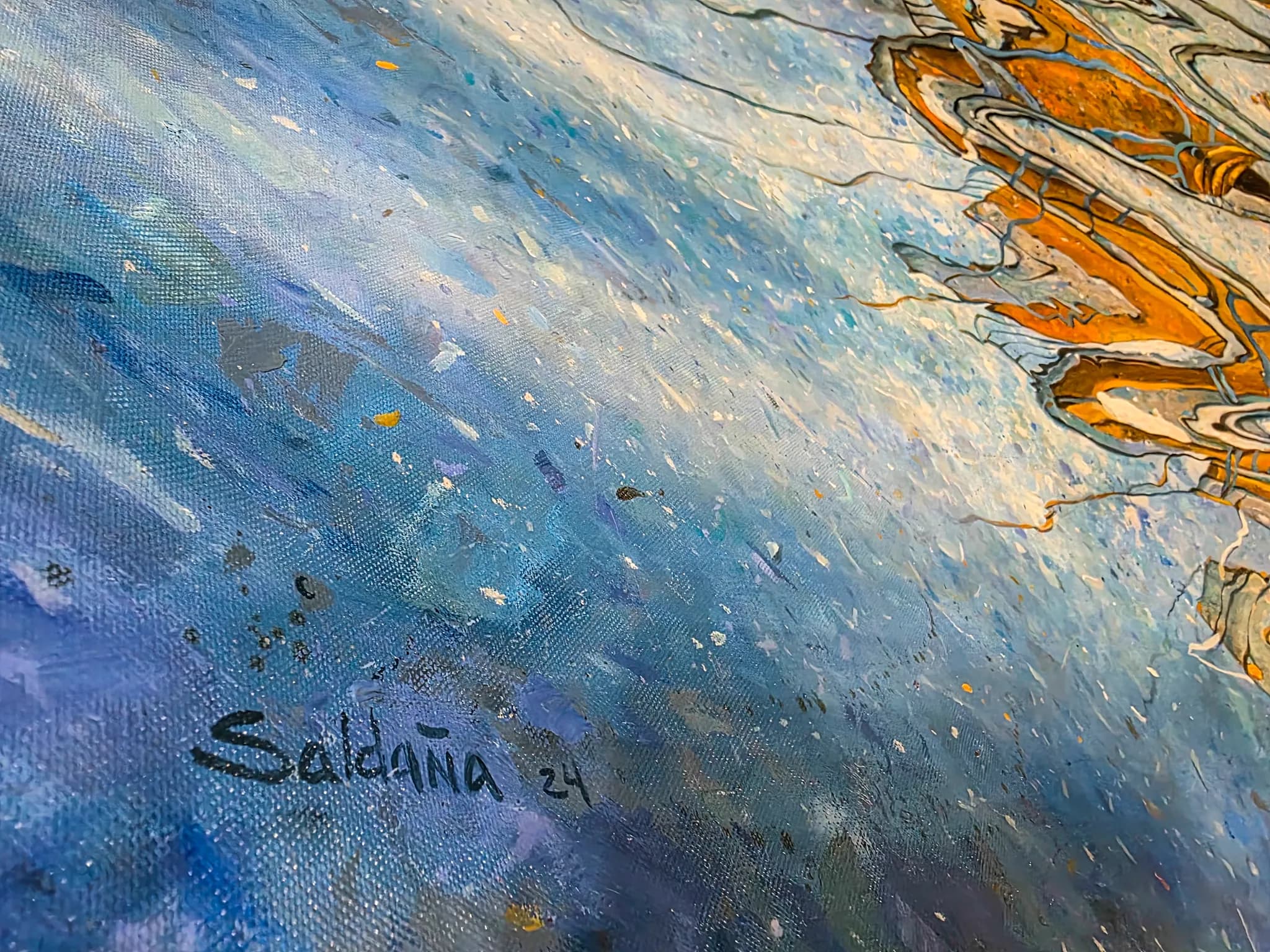 Luis Saldaña, Serie Agua Especular XIV,  Specular Water Series XIV 2024, Oil on Canvas, 150 x 200 cm (59 x 79 in),  $15 000