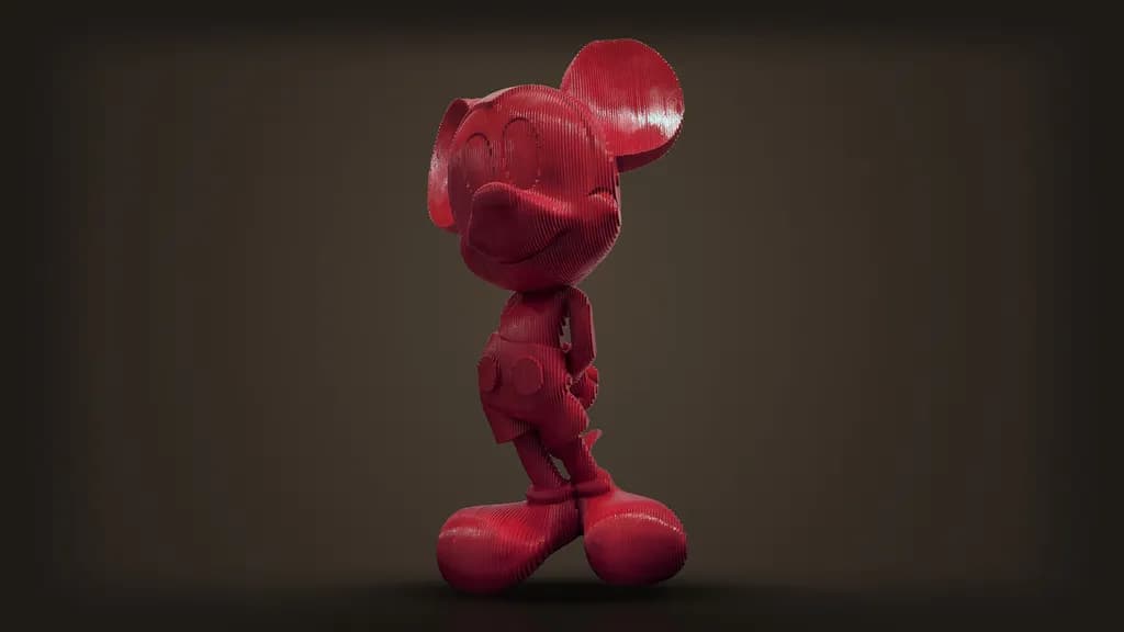 Daniele Fortuna, Mickey: Mickey Mouse as a fifty inch statue of red layered wood