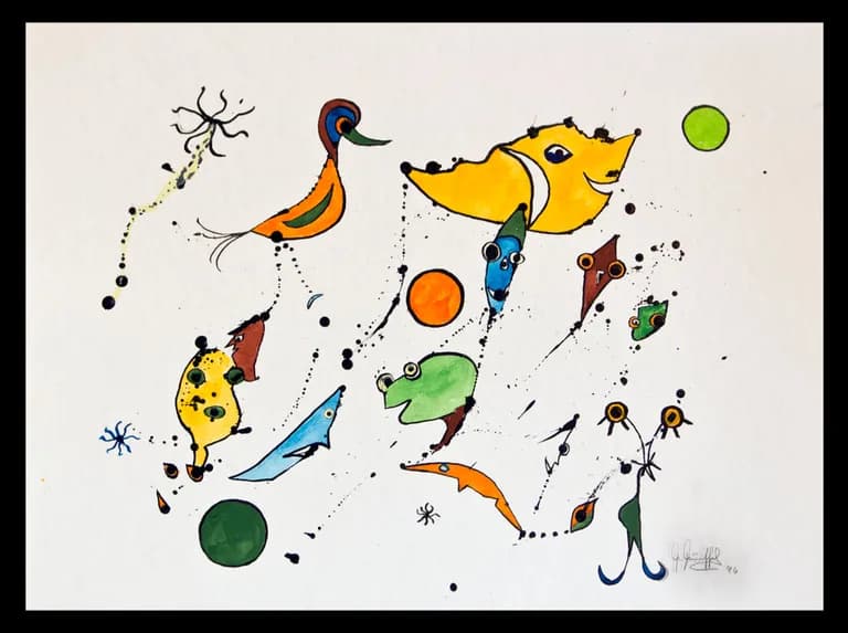 Karl Kueffel, Frog with Other Animals, 1996, acrylic and watercolour
