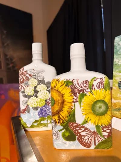 2 Floral Ceramic Vases