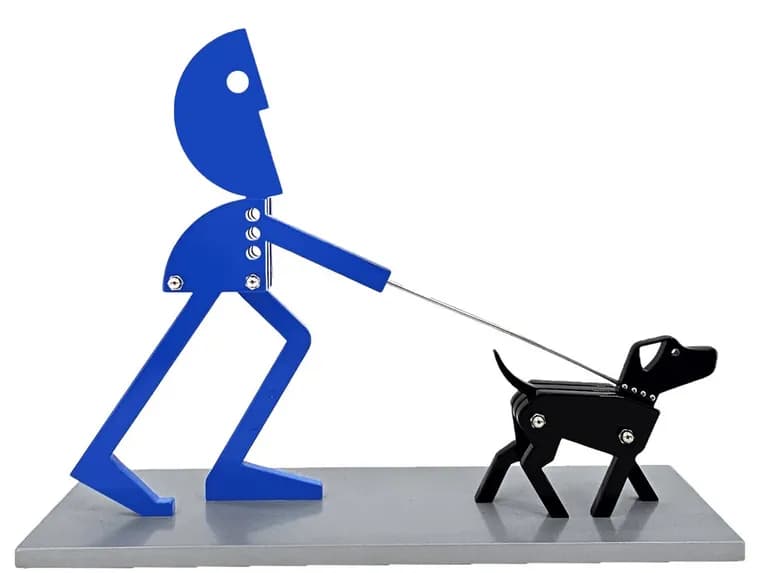 Jorge Blanco, “Walking with my Dog” 2023, Painted Aluminum, 72H x 84W x 22D In
