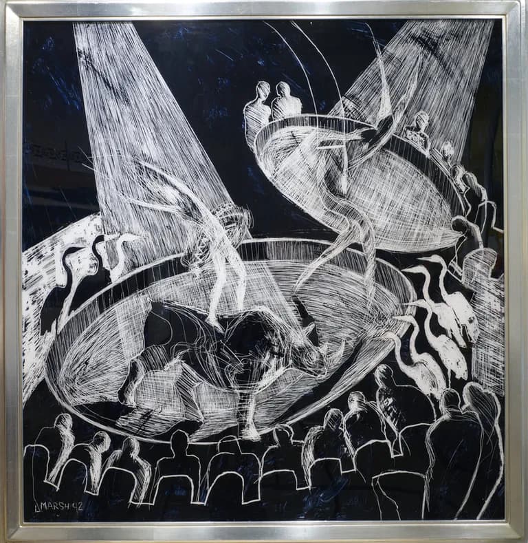 Lorna Marsh, Rhino, 2003, Mixed Media on Paper, 54W x 53H In