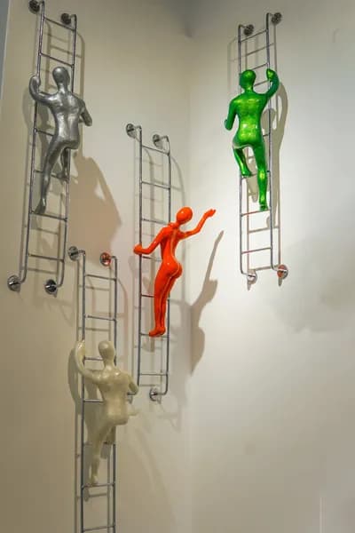 Ancizar Marin, Figure Climbing a Ladder, Car Paint on Fiberglass (each)