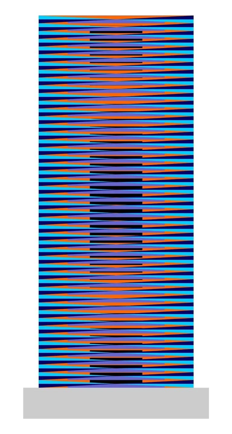 Hugo Diaz, Blue Tower, 2023, 1/50, Plexiglass, 25H x 10 1/4W x 3D In