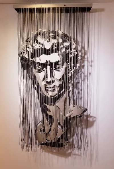 Javier Guadalupe, David, 2021, Textile Collage, 51 x 25 x 10 In