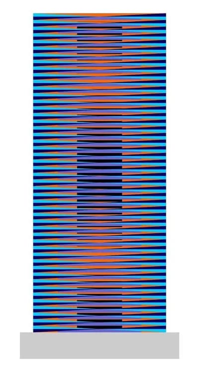 Hugo Diaz, Blue Tower, 2023, 1/50, Plexiglass, 25H x 10 1/4W x 3D In