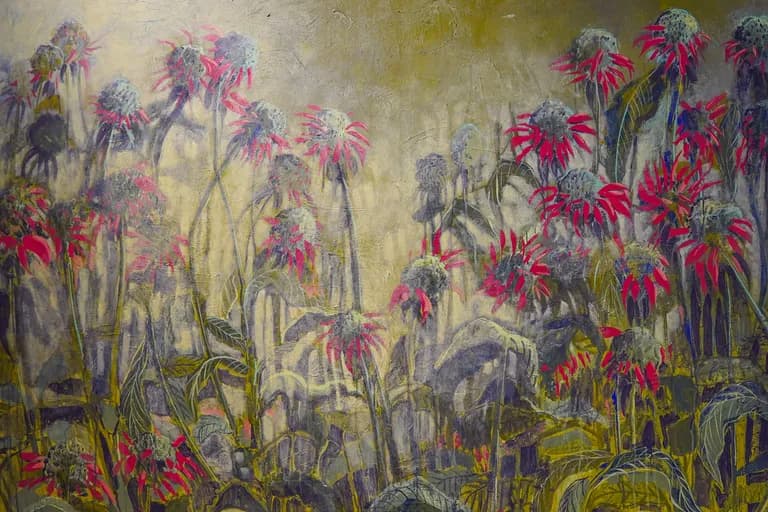 Lorna Marsh, Cornflowers, Acrylic on Canvas, 60 x 48 In