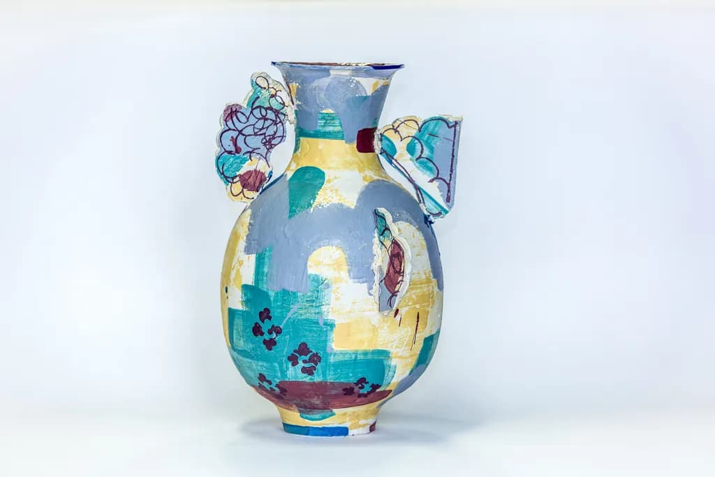 After Alhambra in Lilac, Turquoise and Royal Blue, by Amy Hughes