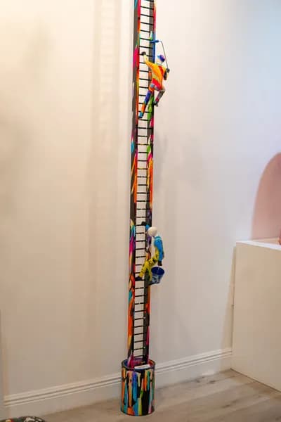 Ancizar Marin, 2 Painters on Step Ladder, Mixed Media, 89H x 9W x 10D In