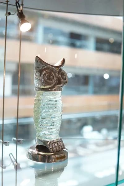 Apostol, Owl, Chrome/Glass, 11H x 4W x 4D In