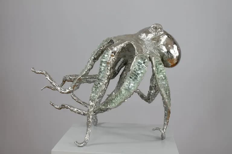 Apostol, Catch me if You Can, 2022, Chrome and Hand Cut Glass, 14H x 22W x 24D In