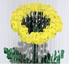 Augusto Esquivel, Flower, Shank and Sewing Buttons, Mono-Filament and Acrylic