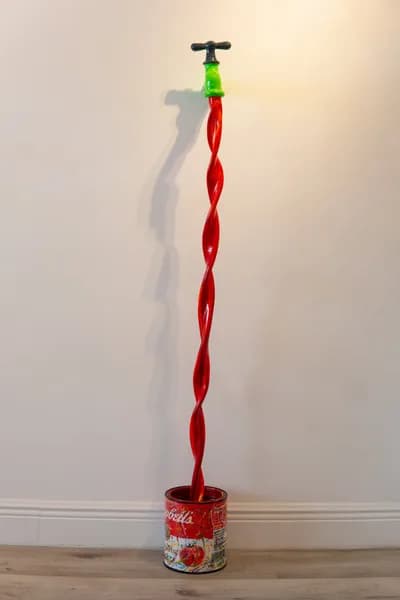 Ancizar Marin, Campbell's Soup, Acrylic, Car Paint, Metal, 56H x 6W x 11.5D In