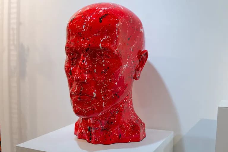 Ancizar Marin, Red Head, 2024, Car Paint on Fiberglass, 33.5H x 20W x 28D In