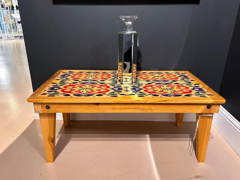 Painted Wood End table, 39W x 21D x 17D In