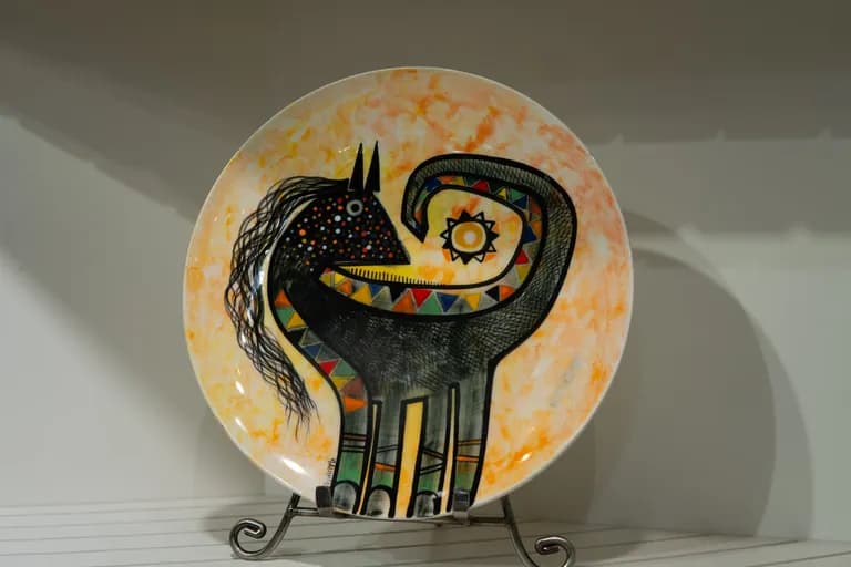 Orested Gauihiac, Hand Painted Ceramic Plate, 11H x 11W