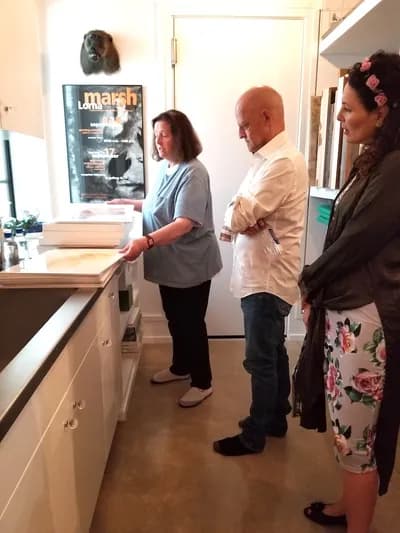Visitors at Lorna Marsh studio, Lake Forest Illinois 2020