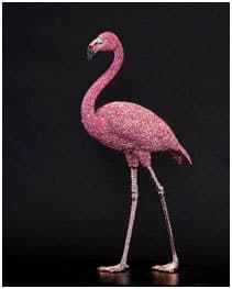 Clarita Brinkerhoff, Flamingo, 16,490 Swarovski Stellux Crystals, 16.5H x 10D x 3.5W In