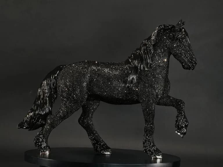 Clarita Brinkerhoff, Freisian Horse, 29,640 Handset Crystals, Cast, Polished and Plated