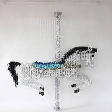 Augusto Esquivel, Horse, Shank and Sewing Buttons, Mono-Filament and Acrylic