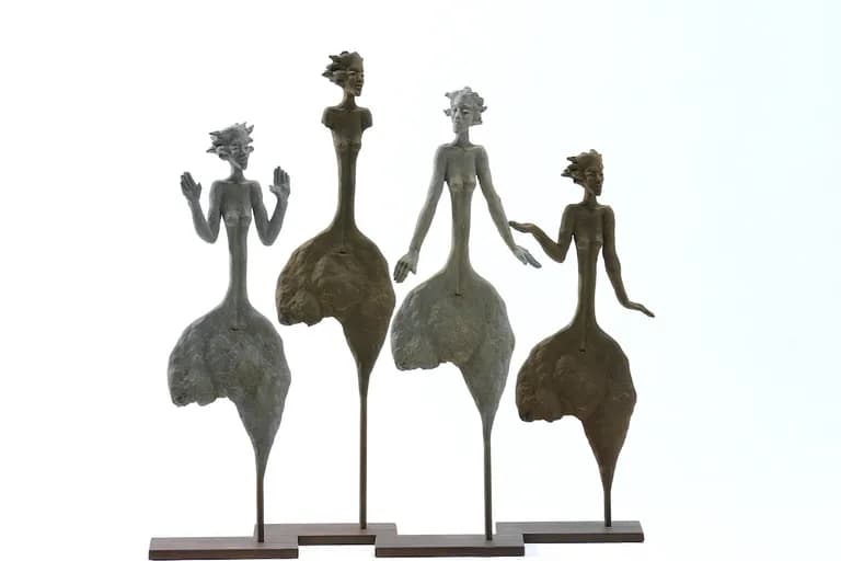 Rosa Segura, Dancer I, II, III and IV, bronze on an iron base