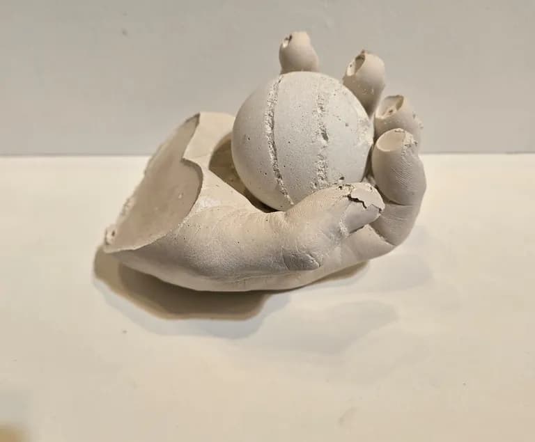 Paul Joseph White, a cast concrete hand holding a ball