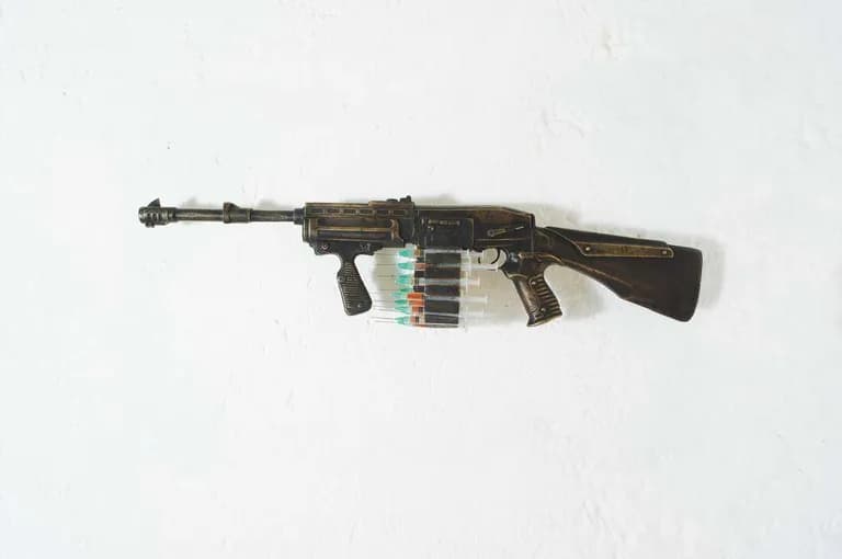 Emiliano Gironella Parra, Machine Gun with Syringes, 2012, bronze