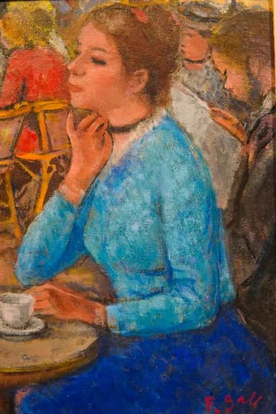 Francois Gall "à la terrasse d'un café" Oil on Canvas, Signed Lower Right