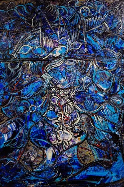 Fredy Villamil, Eye in Blue, Oil on Canvas, 36H x 30W In