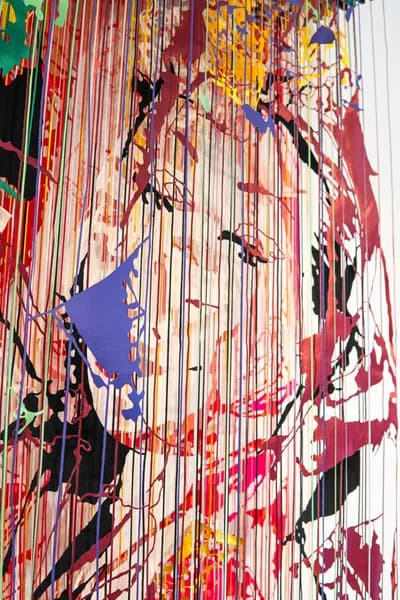 Javier Guadalupe, Korean Girl, 2022, textile collage, in detail