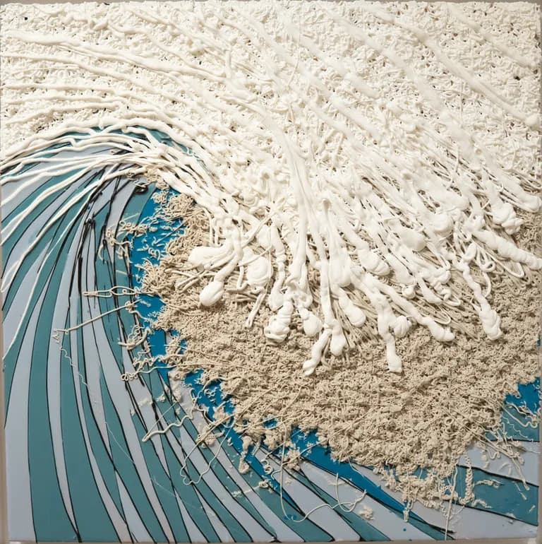 Enrique Machado, Blue Wave, Resin, Silicone, Acrylic and Oil on Wood, 24H x 32W In