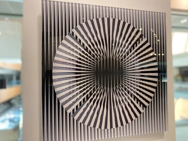 Hugo Diaz, Grey Eye, 2017, Mixed Media on Plexiglass, 22H x 22W In