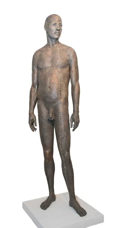 James Mathison, Man with Text, bronze