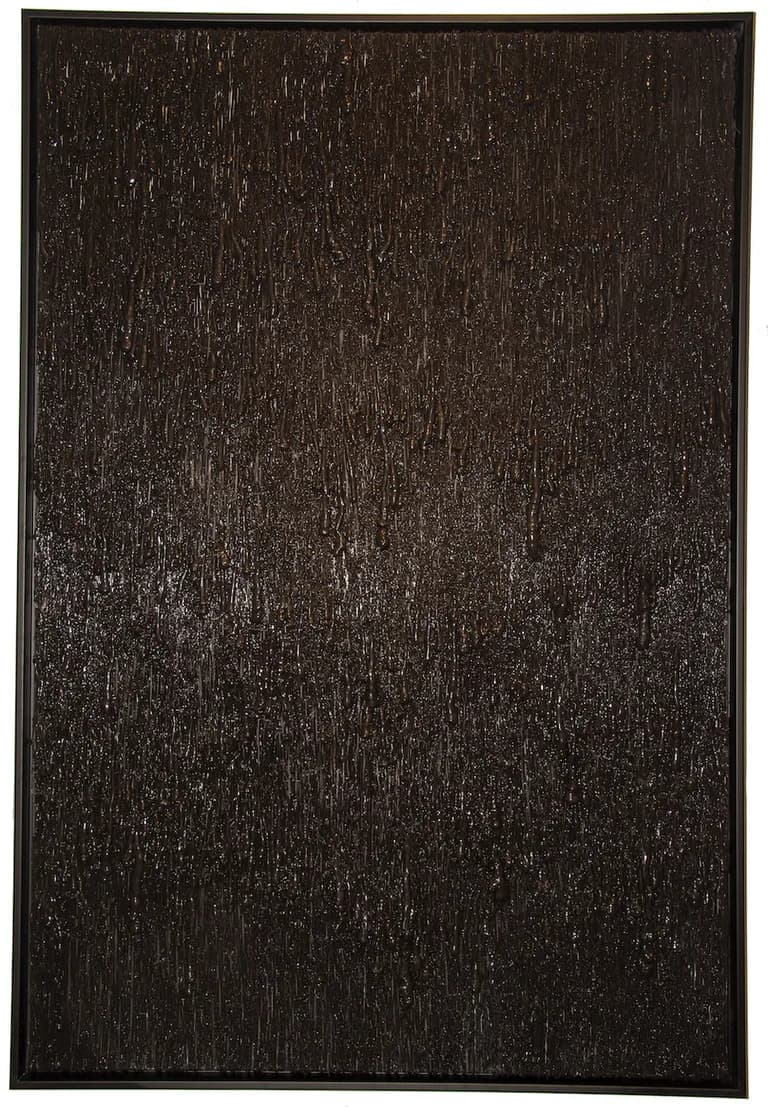 Enrique Machado, Waterfall in Black, silicone, resin and oils on wood