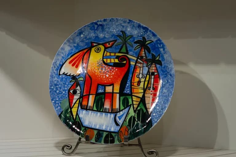 Orested Gauihiac, Hand Painted Ceramic Plate, 11H x 11W