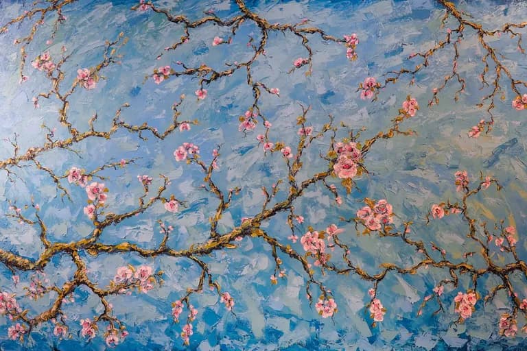 Ken Fraiser, Cherry Blossoms, (After van Gogh), Oil on Canvas, 96 x 61 In