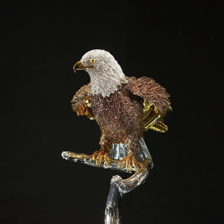 Clarita Brinkerhoff, Bald Eagle 34,866 Swarovski Stellux Crystals, 26H x 10W x 10D In, Cast, Polished, Plated