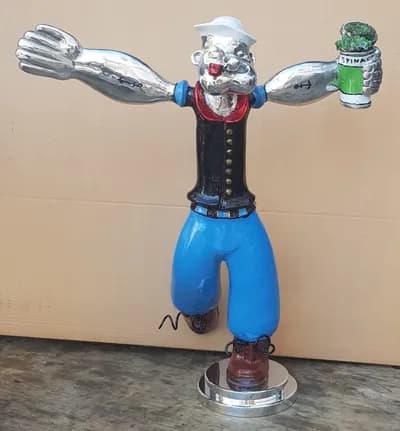 Apostol, Popeye, 2022, hand painted chrome, 26 by 23.5 by 11.5 inches