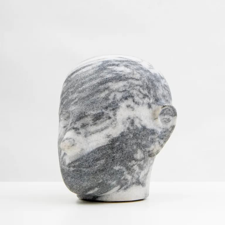 Kennsuke Sasaki, Head, Gray Italian Marble, 9.5 x 8.5 x 9 in