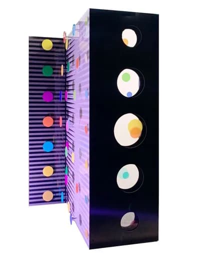 Hugo Diaz, Harmony, 2022, Mixed Media on Plexiglas, 52W x 7.5D x 96H In
