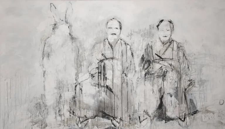 Lorna Marsh, Posed IV, 2018, Graphite Acrylic on Canvas, 55 x 78 In.