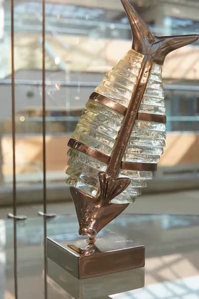 Apostol, Diving Fish, Chrome/Glass, 10H x 6W x 2.5D In