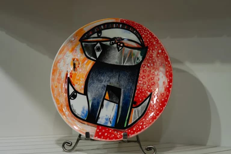 Orested Gauihiac, Hand Painted Ceramic Plate, 11H x 11W