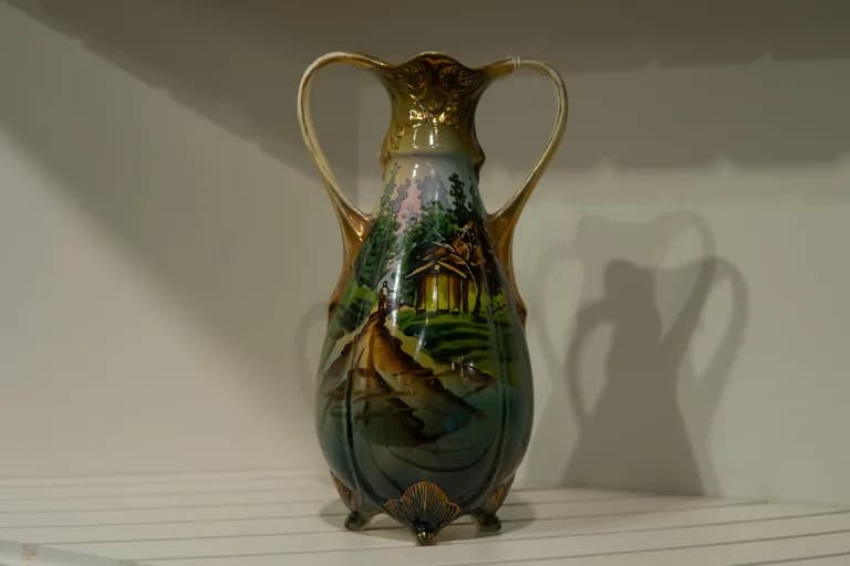 Nippon Hand Painted Vase, 10H x 4W In