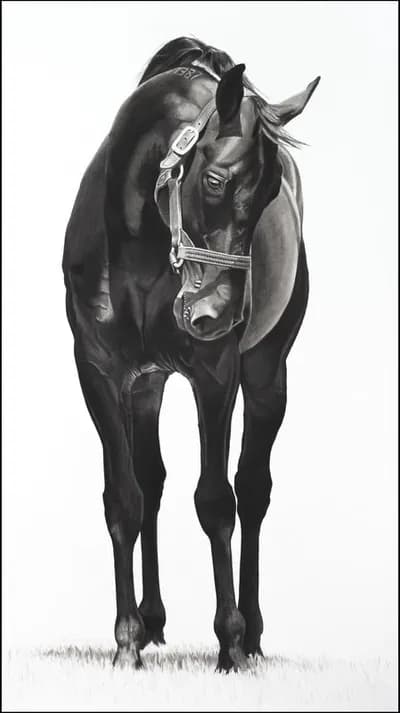 Virginia Fifield, Equus 1387, 2018, Charcoal on Museum Board, 66 x 45 In
