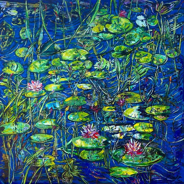 Fredy Villamil, The Whisper of the Pond I, 2023, oil on canvas, 40 by 40 inches