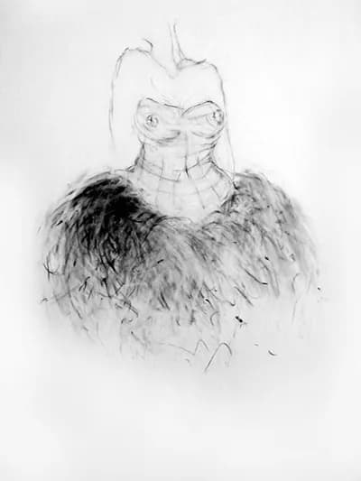Patricia Schnall Gutierrez, Tutu, 2015, Charcoal on Paper, 42W x 77H In