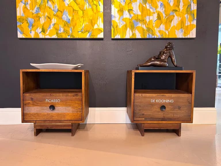 2 Nightstands Natural, Reclaimed Wood 22W x 15D x 24H In set of two