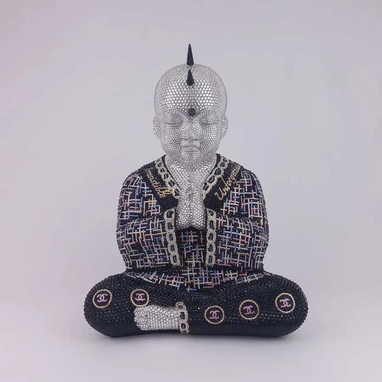 Metis Atash, Irresistible Unforgettable, Chanel, 2025, Fiberglass, Acrylic Paint, 40,000 Swarovski Crystals, 17.5 x 14 x 12 In