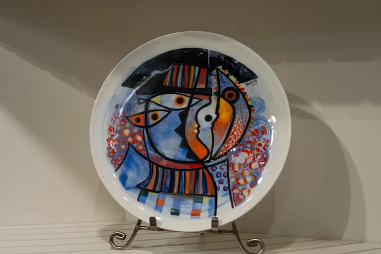 Orested Gauihiac, Hand Painted Ceramic Plate, 11H x 11W